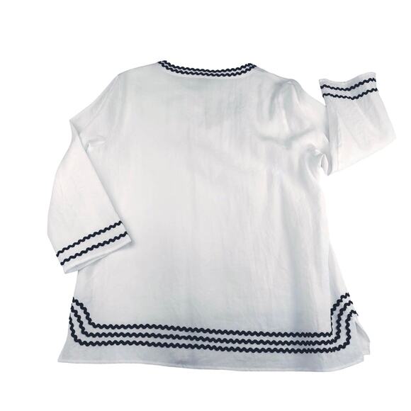 Multiples Tunic White and Black Rick Rack Apparel Trim Size Medium - Picture 2 of 6